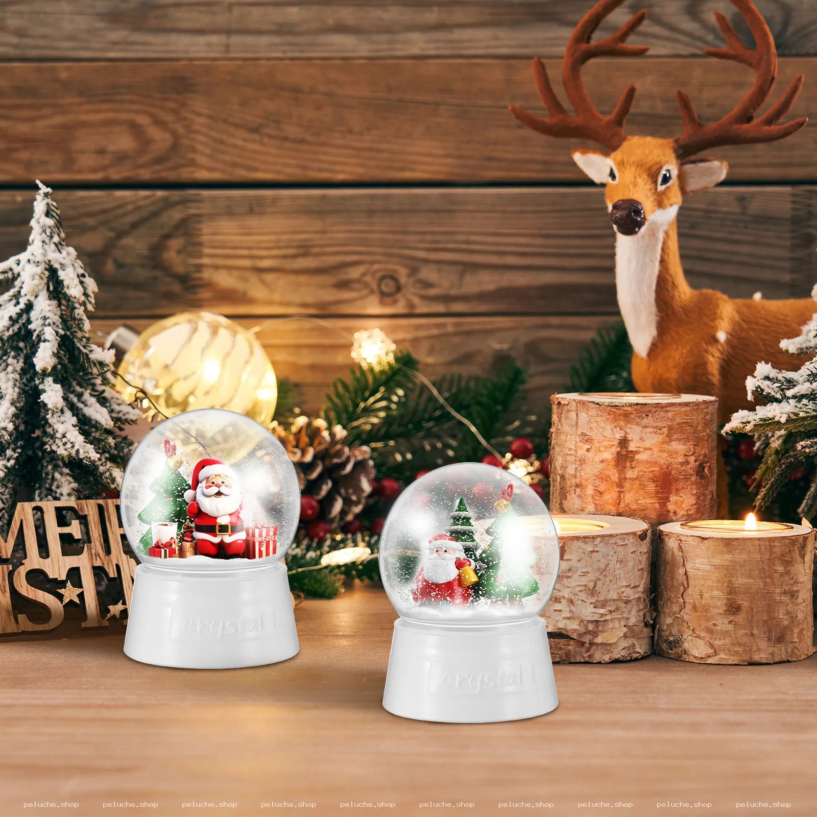 Boules à Neige Noël Père Noël & Sapin - Décoration Festive