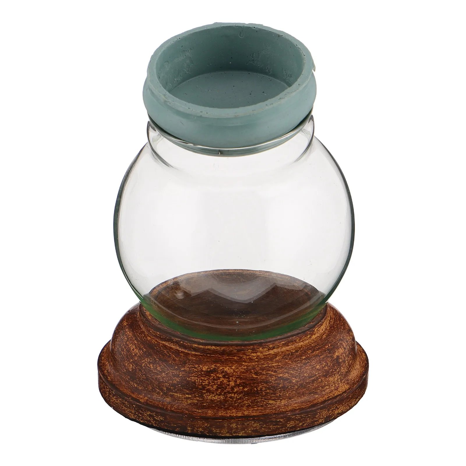 Cloche Décorative en Verre avec Base Bois et Cache Béton