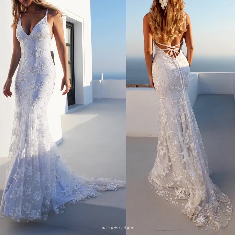 Robe de Mariée Sirène Dentelle Dos Nu | Élégance Nuptiale