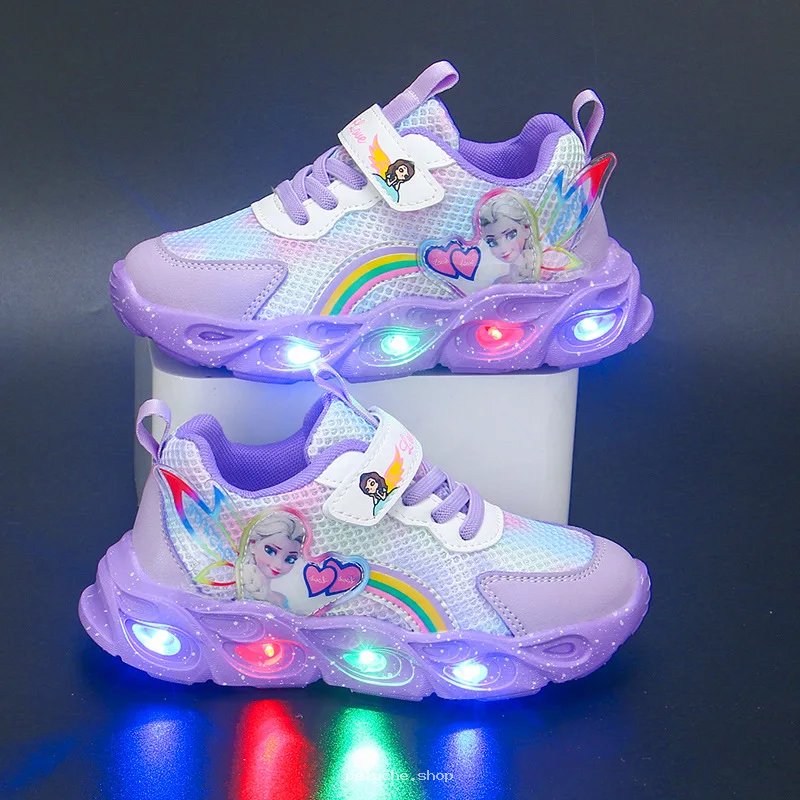 Baskets Fille Elsa Lumineuses Violettes La Reine des Neiges