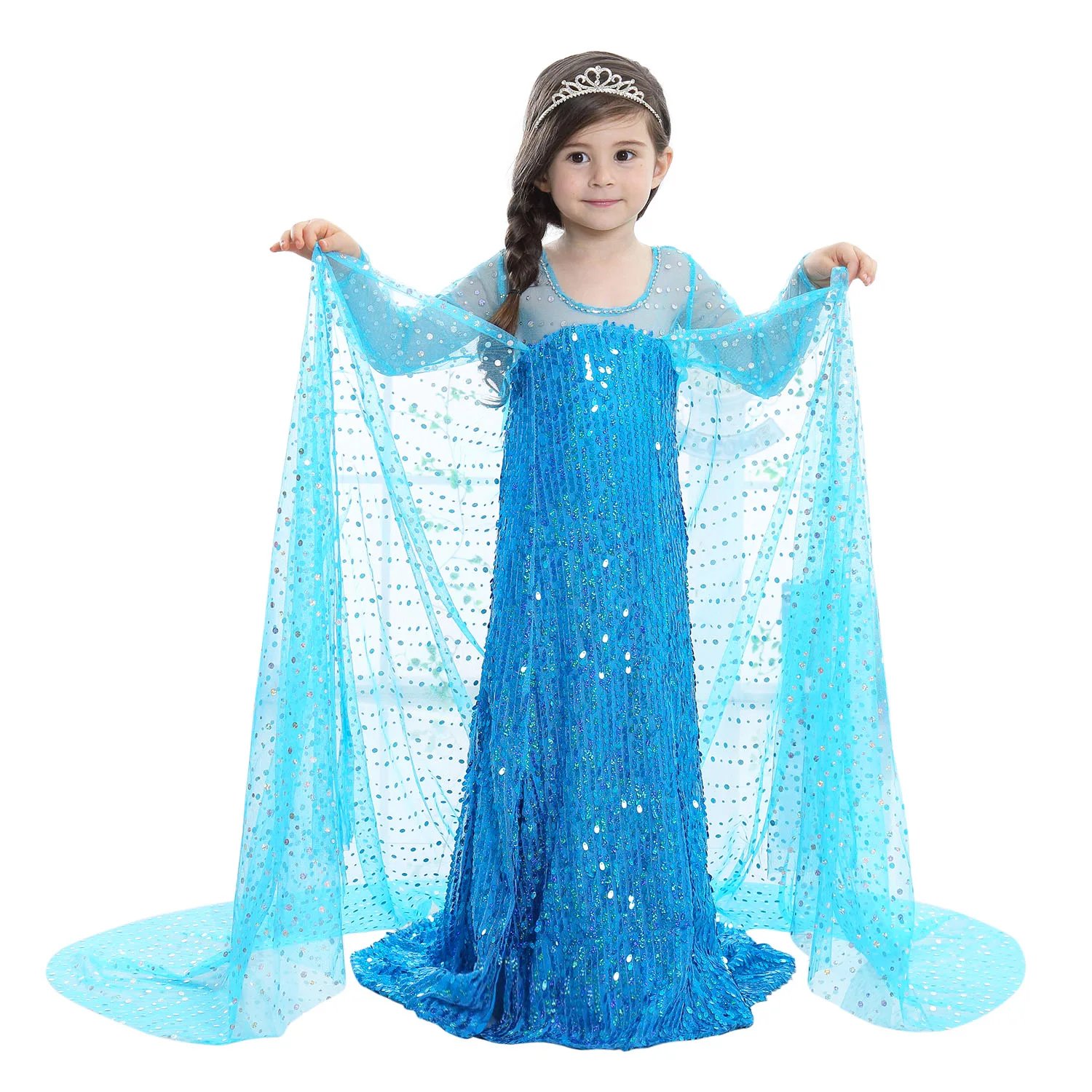 Déguisement Princesse Elsa Bleu Pailleté Enfant - Robe Fille