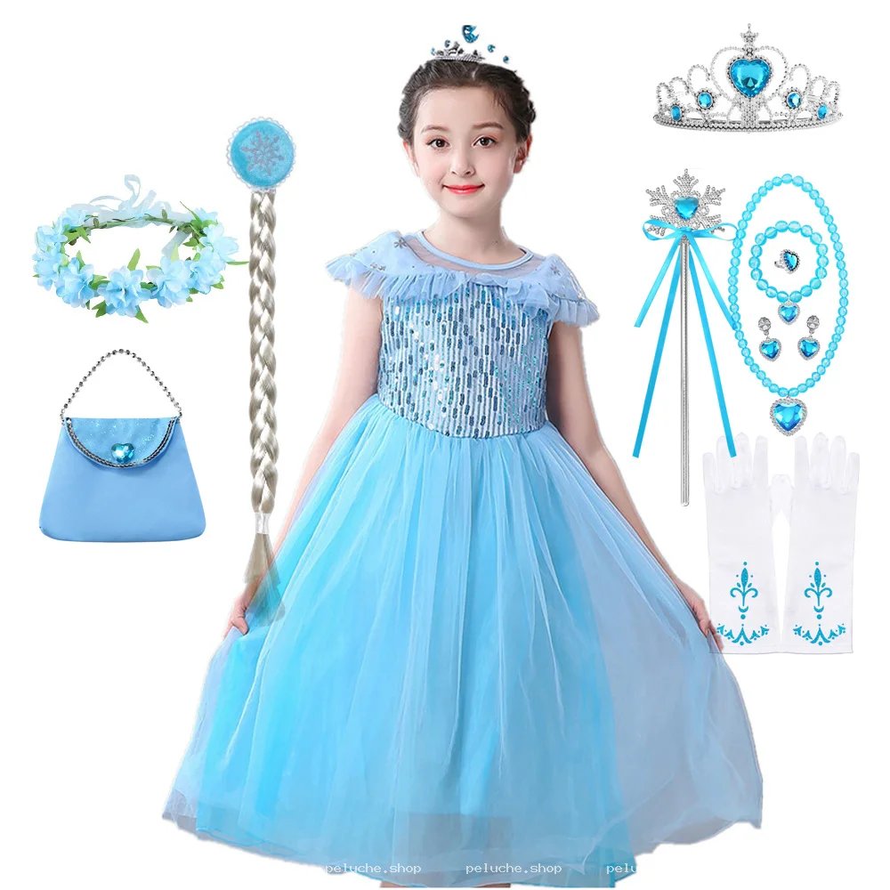 Déguisement Princesse Elsa Bleu Enfant avec Accessoires