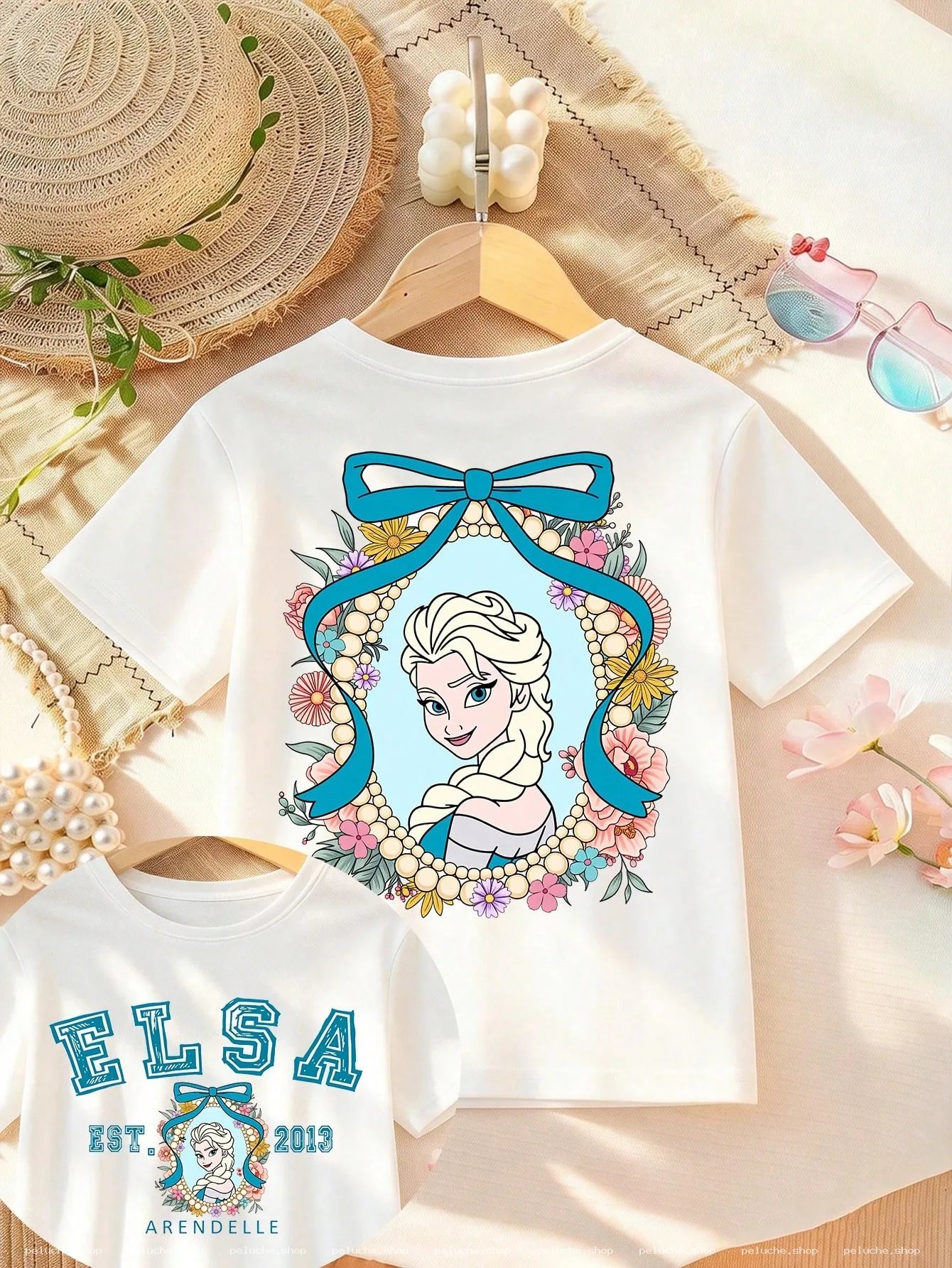 T-shirt Enfant Reine Elsa La Reine des Neiges Motif Floral